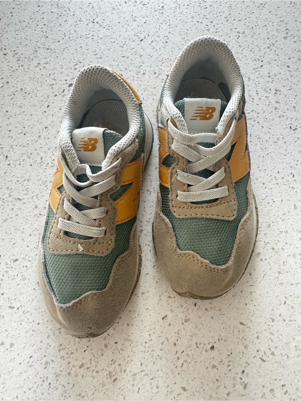 New Balance Kids Green and Yellow Lace-Up Sneakers